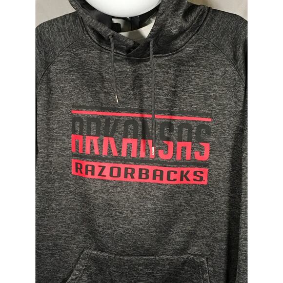 Colosseum Arkansas Razorbacks Hoodie 2XL Heathered Charcoal Pullover Sweatshirt - Picture 3 of 9